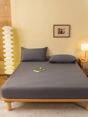 1pc Solid Color Fitted Sheet, Minimalist Fabric Fitted Sheet For Home, All Season