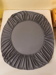 1pc Solid Color Fitted Sheet, Minimalist Fabric Fitted Sheet For Home, All Season