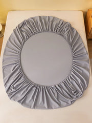 1pc Solid Color Fitted Sheet, Minimalist Fabric Fitted Sheet For Home, All Season