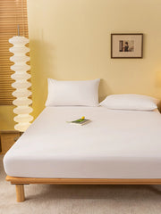 1pc Solid Color Fitted Sheet, Minimalist Fabric Fitted Sheet For Home, All Season