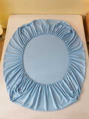 1pc Solid Color Fitted Sheet, Minimalist Fabric Fitted Sheet For Home, All Season