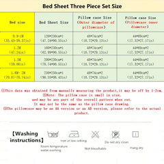 3pcs Printed Bedding Set: 1pc Bed Sheet + 2pcs Pillow Cases, Dust-Proof All-Season Home Textile Set, Suitable For Double Bed & Single Bed Dorm Room (Excluding Filler)