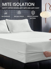 1pc Safest 100% Waterproof 6-Sided Zippered Mattress Protector