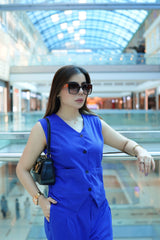 SLEEVELESS BLAZER VEST AND SUIT PANTS SET