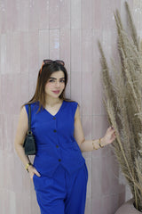 SLEEVELESS BLAZER VEST AND SUIT PANTS SET