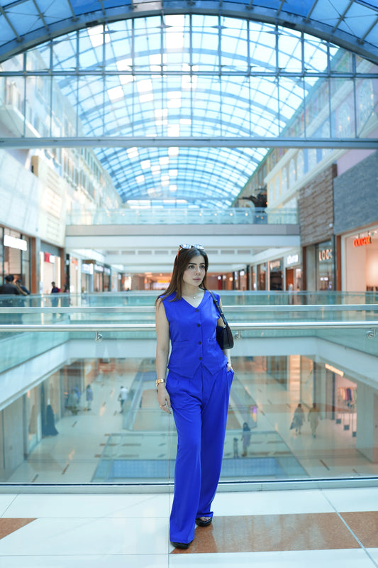 SLEEVELESS BLAZER VEST AND SUIT PANTS SET