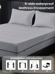 1pc Safest 100% Waterproof 6-Sided Zippered Mattress Protector