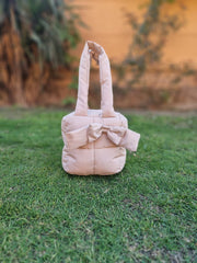 Puffer Bag Bow Tote Bag-Stone