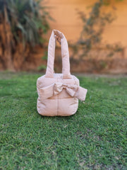 Puffer Bag Bow Tote Bag-Stone