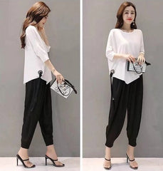 SWEAT SUITS HIGH WAISTED TWO PIECE SET WHITE