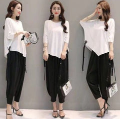 SWEAT SUITS HIGH WAISTED TWO PIECE SET WHITE