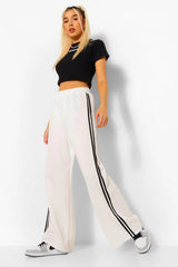 DOUBLE SIDE STRIPE WIDE LEG PANTS