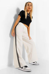 DOUBLE SIDE STRIPE WIDE LEG PANTS