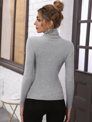 TURTLENECK RIBBED KNIT SWEATER WORKWEAR