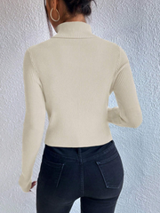 WOMEN'S SOLID COLOR MINIMALIST CREW NECK LONG SLEEVE SWEATER