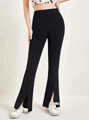 SPLIT HEM FLARE LEG PANTS