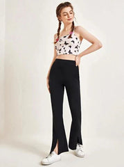 SPLIT HEM FLARE LEG PANTS