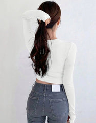 SLIM FIT CROP TOP LONG SLEEVES T SHIRT