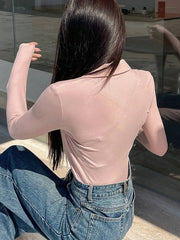 RIBBED KNIT BUTTON FRONT TEE