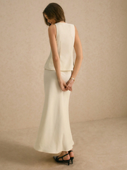 2PCS EXCELLENT MINIMALIST SHARP SINGLE-BREASTED VEST AND SKIRT SET