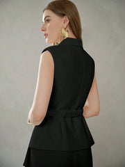 ASYMMETRICAL HEM PEAK LAPEL WAISTCOAT SUIT