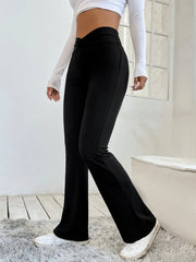 OVERLAP WAIST FLARE LEG TROUSER