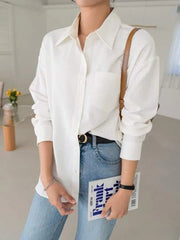 BEIGE DROP SHOULDER BUTTON FRONT SHIRT