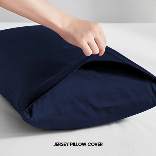 Pair of Jersey Pillow Cover - Navy Blue