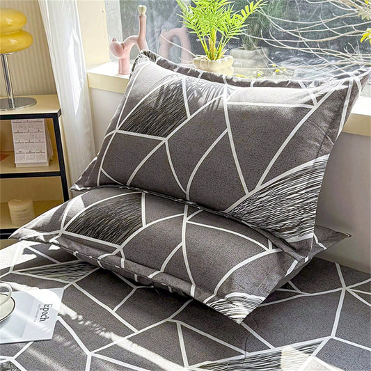 3pcs Printed Bedding Set: 1pc Bed Sheet + 2pcs Pillow Cases, Dust-Proof All-Season Home Textile Set, Suitable For Double Bed & Single Bed Dorm Room (Excluding Filler)