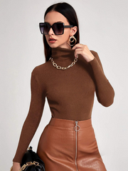 TURTLENECK RIBBED KNIT SWEATER WORKWEAR
