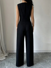 SLEEVELESS BLAZER VEST AND SUIT PANTS SET