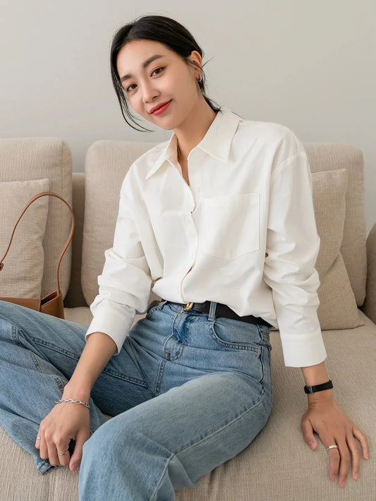 BEIGE DROP SHOULDER BUTTON FRONT SHIRT